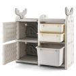 31 Inch Toy Chest and Bookshelf for Toddlers with Enclosed Cabinets and Pull-out Drawers Online now