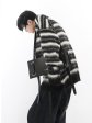 [CulturE] Black and White Striped Mohair Loose Knit na838 on Sale