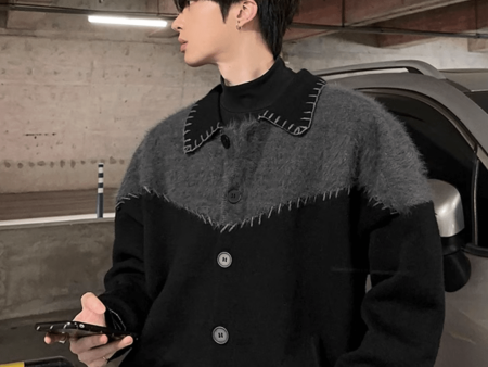 [JM HOMME] Clashing color loose sweater jacket na764 Fashion