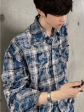 [JM HOMME] distressed raw edge plaid shirt na836 on Sale