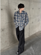 [JM HOMME] distressed raw edge plaid shirt na836 on Sale