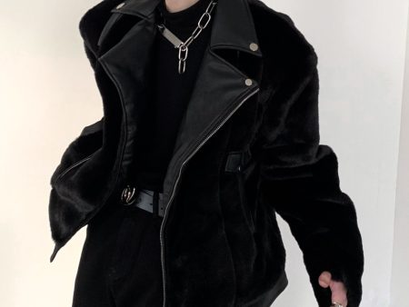 [AutumnWind] black biker mink fur jacket na958 Online now