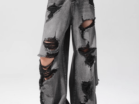 [FLAT ROOM] Ripped Beggar Jeans FL67 Online