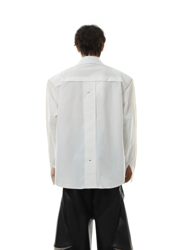 [MARTHENAUT] shoulder pads white long-sleeved shirt na991 on Sale