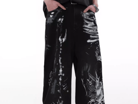 [MRNEARLY] graffiti design wide-leg loose high street pants na1000 For Cheap