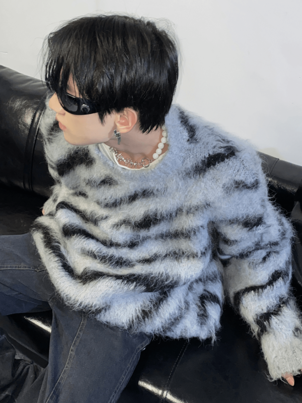 [CulturE] Zebra Print Crew Neck Sweater na839 Hot on Sale