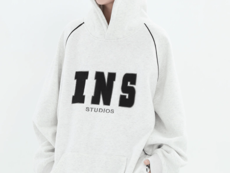 [INSstudios]  American Flocked LOGO Hooded na738 Supply