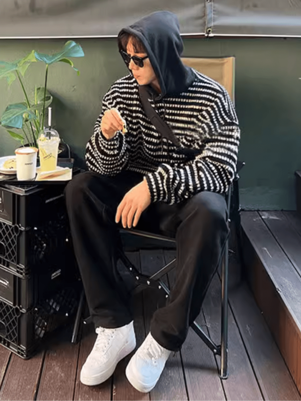 [MRCYC] Black striped hooded na1016 on Sale