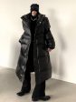 [AutumnWind] pu leather black medium-length knee-length down jacket na810 Fashion