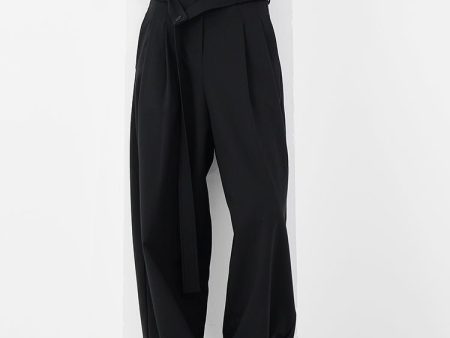 [KEN STUDIO]  black high-waisted slim straight-leg pants For Discount