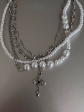 [CHEALIMPID] California Cross Multi-Layer Pearl Necklace na936 Discount